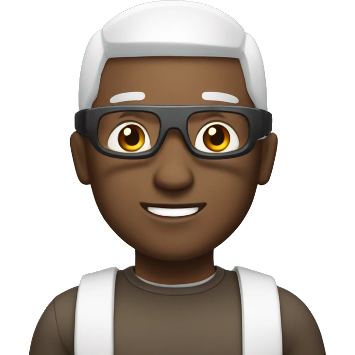 Bald brown man with VR and MacBook Pro emoji