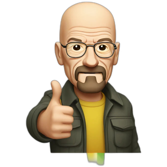 Walter White holding a lgbt flag and giving a thumbs up emoji