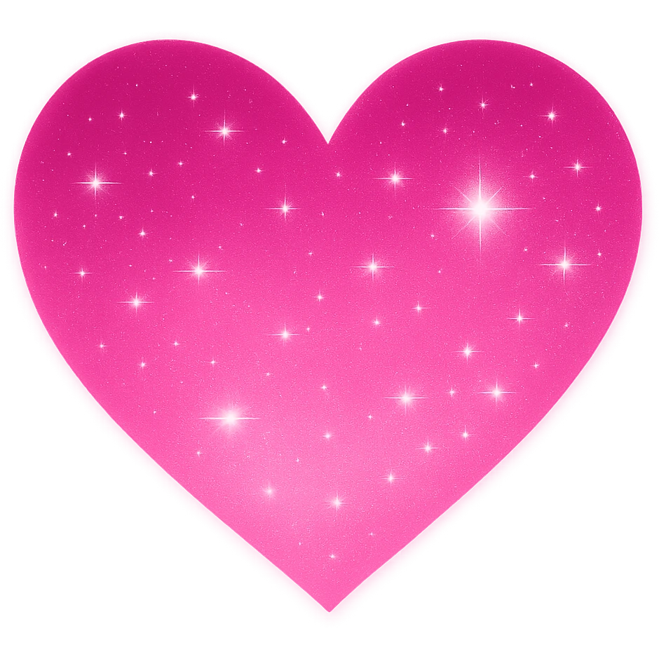 Modify the heart with a night sky gradient to pink night theme with a pink gradient, more stars, and a soft glow. Remove the background entirely  emoji