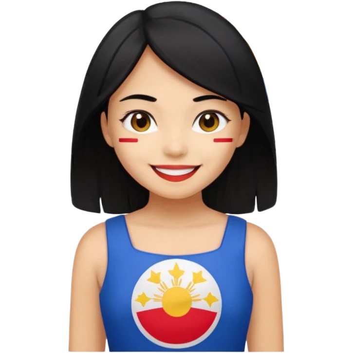 girl with black hair smile with Filipino colors emoji