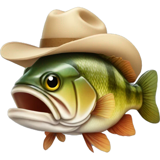Bass fish wearing a cowboy hat emoji