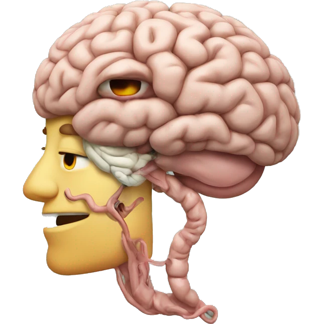 A human brain with a worm coming out of it emoji