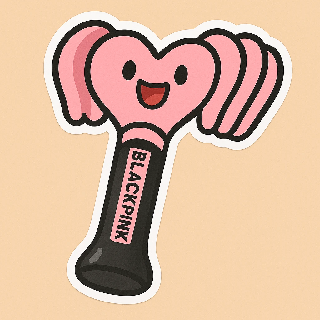 Convert to sticker style with a white border, keep the BLACKPINK-inspired pastel toon look. emoji