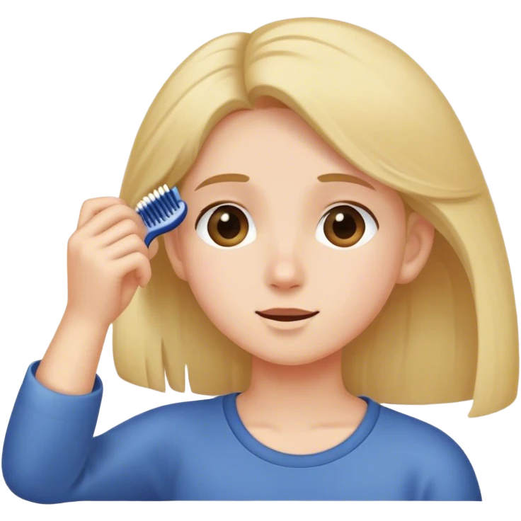 Shy face brushing hair behind ear emoji