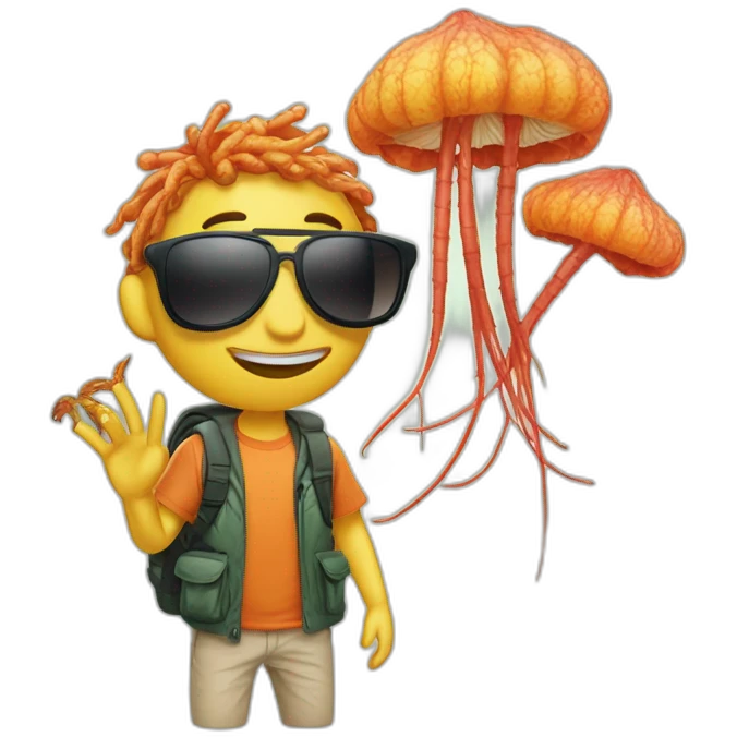 Cordyceps in aviators and t-shirts emoji