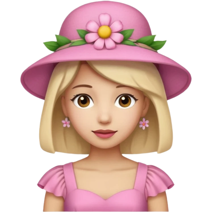 a pink summer with flower hat emoji