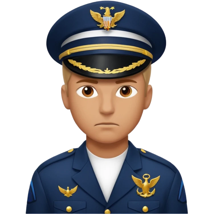 A muscular, serious navy fighter emoji