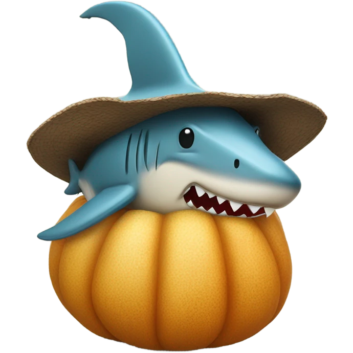 Gourd wearing a shark hat  emoji