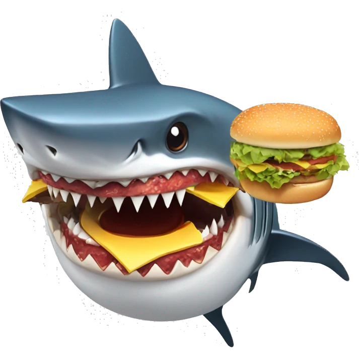 Shark eating a burger emoji