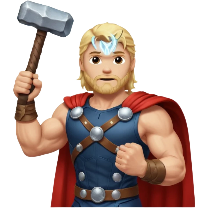 The hero Thor proudly holds justice in his raised hand. emoji