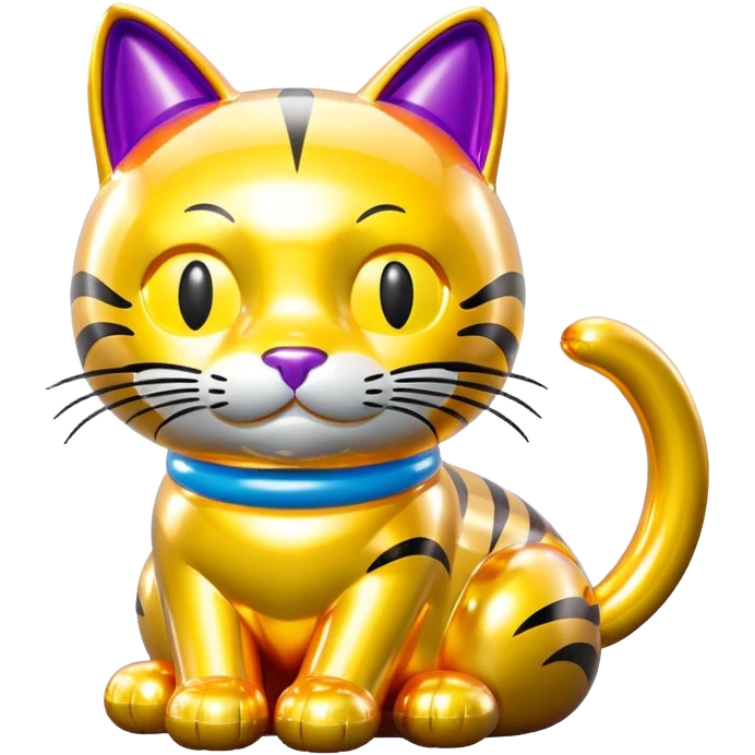 jeff koons style inflatable cat sculpture  emoji