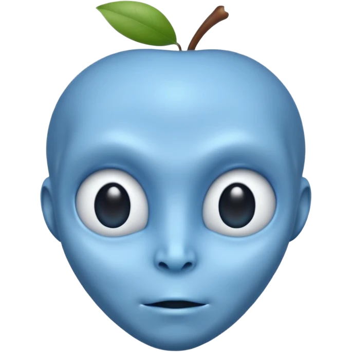 blue alien with a smooth head, no ears, no ear bumps, no side protrusions, Apple emoji style emoji