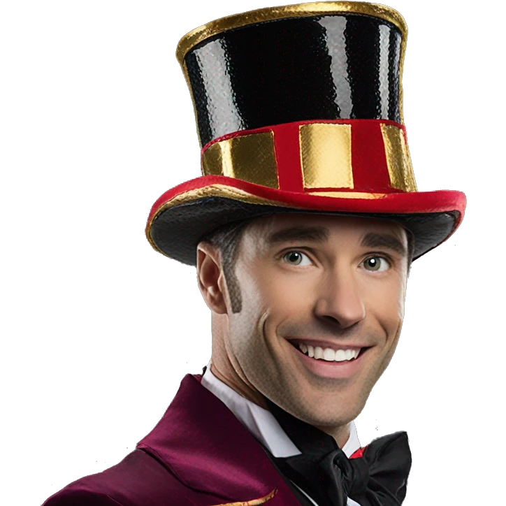 Disney The Greatest Showman Circus Ringmaster Top Hat, Black/Red/Gold, One Size, Wearable Costume  emoji