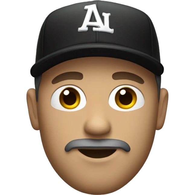 white male with black baseball hat and goatee emoji