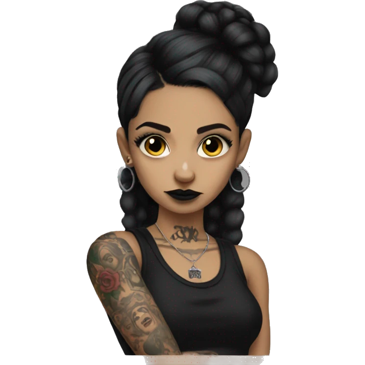 Latina goth girl with arm tattoos  emoji