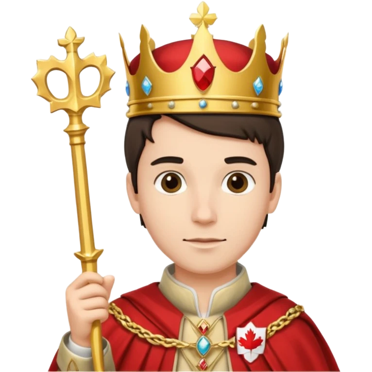Молодий канадський король в національному канадському вбранні королевському bu emoji