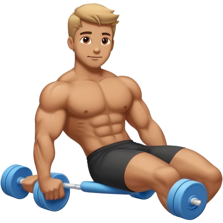 buff guy lying lats down on foam-roller emoji