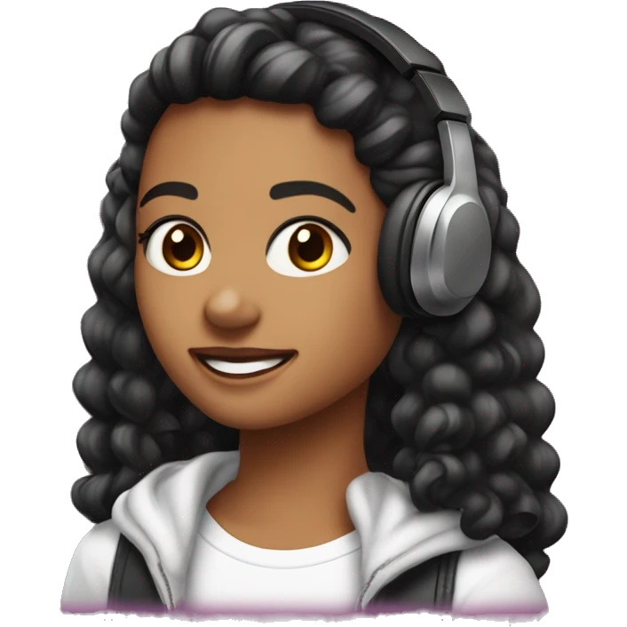 Emojis para chicas y chicos gamer color de cabello negro con auriculares tono de piel blanca para tiktok emoji
