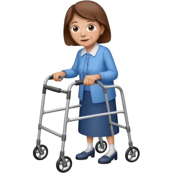 Old woman with a walker with brown hair  emoji