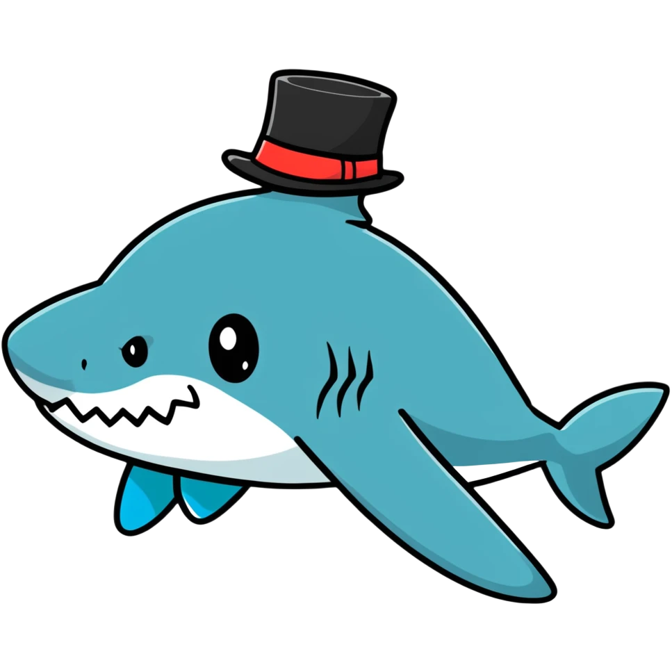 Shark with a top hat emoji