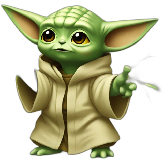 Yoda déguisé en Pikachu emoji