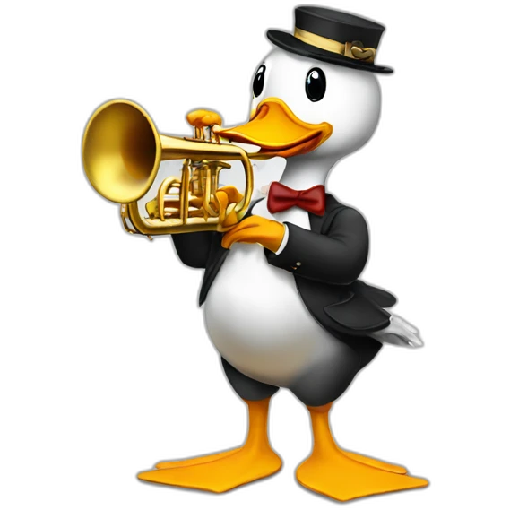 duck playing a trumpet emoji