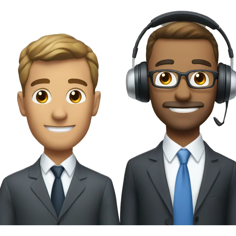 2 businessmen with headsets for podcast  emoji