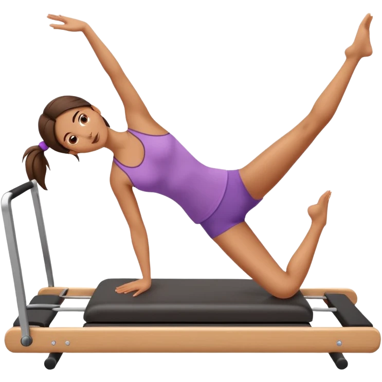 girl doing reformer Pilates, stretching pose emoji