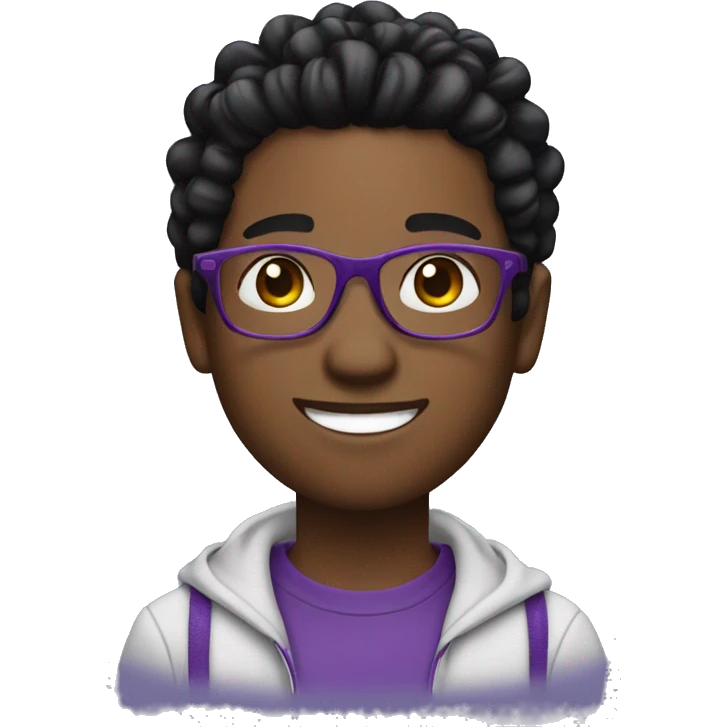 Handsome black boy with black and purple braids and glasses emoji