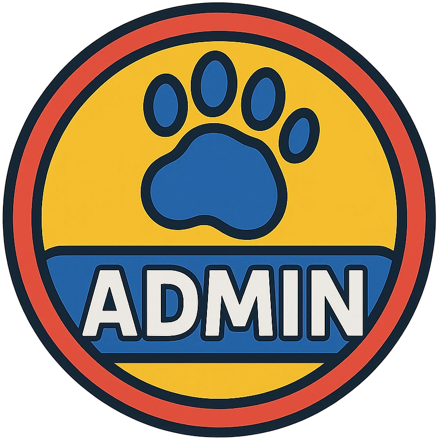 Gorilla Tag admin badge, round emblem, gorilla paw print, 'ADMIN' label, energetic fun, game-themed emoji