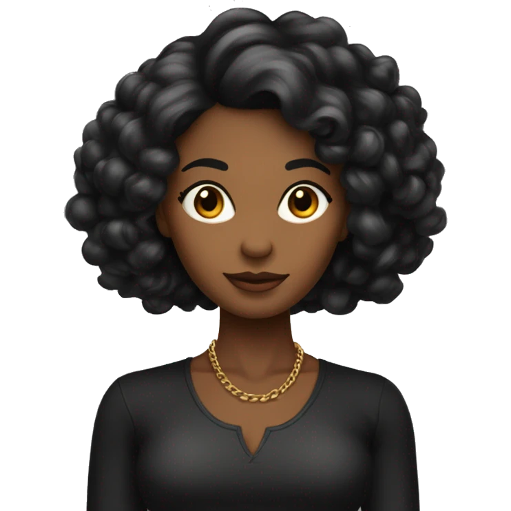 femme cheveux longs noir couleur de peau hâlé avec deux chaton noir  emoji