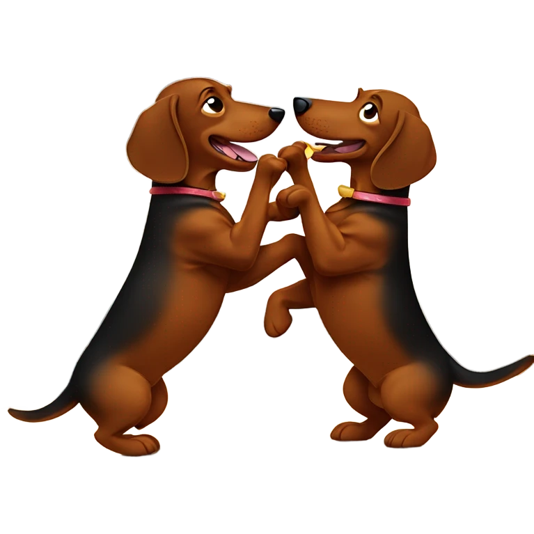 Two Dachshunds in a bar fight emoji