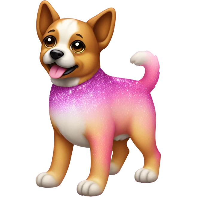 Pink ombre full body dog with glitter emoji
