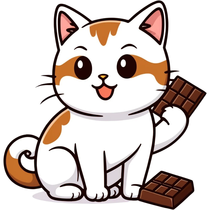 Котик ест шоколад emoji