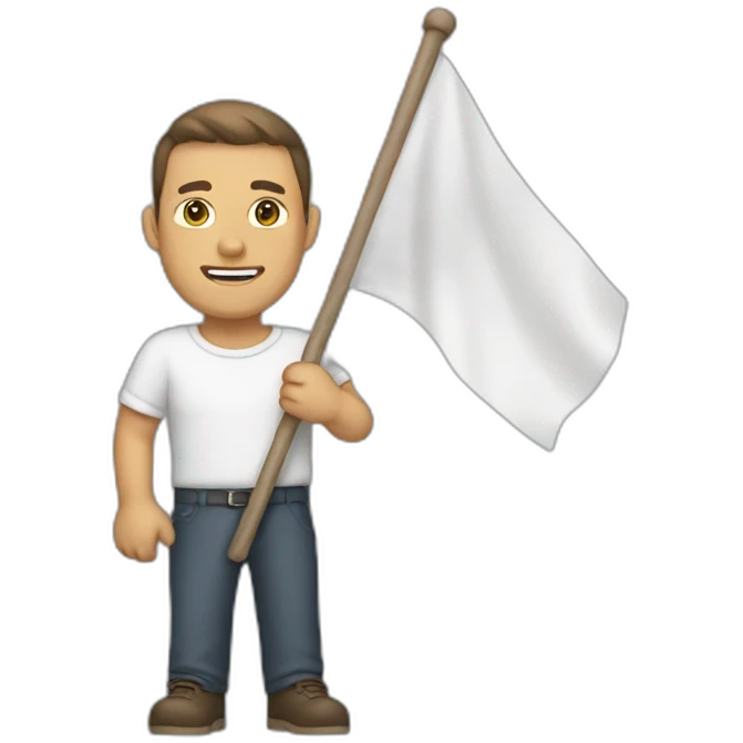 man holding a white flag emoji