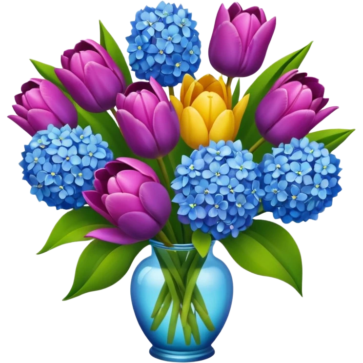 tulip, hyacinth and hydrangeas boquet emoji