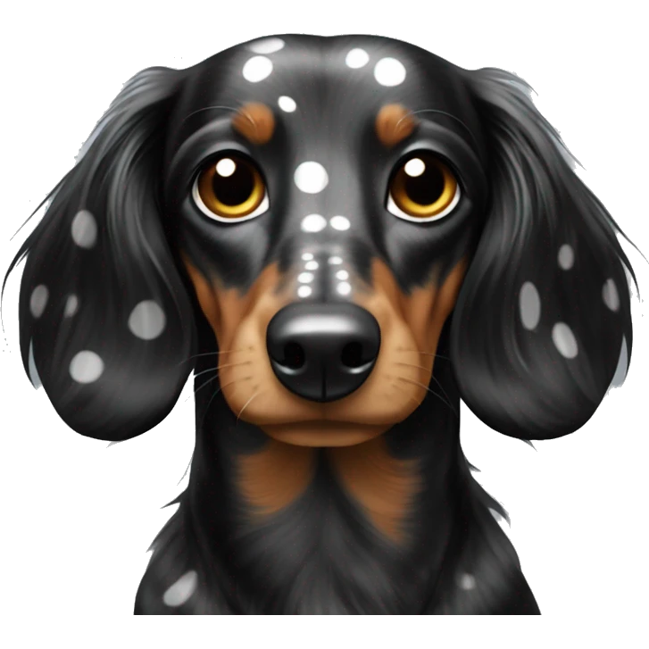 Black & silver spotted long haired Dachshund emoji