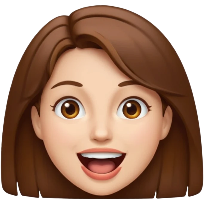 Woman brown hair. Mouth open emoji