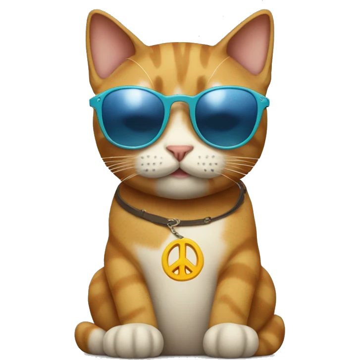 cat wearing sunglasses with peace sign emoji