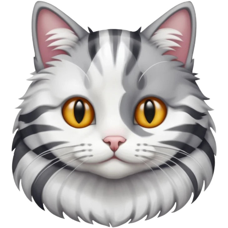 gato con rayas blancas y grises, distintos tonos  emoji