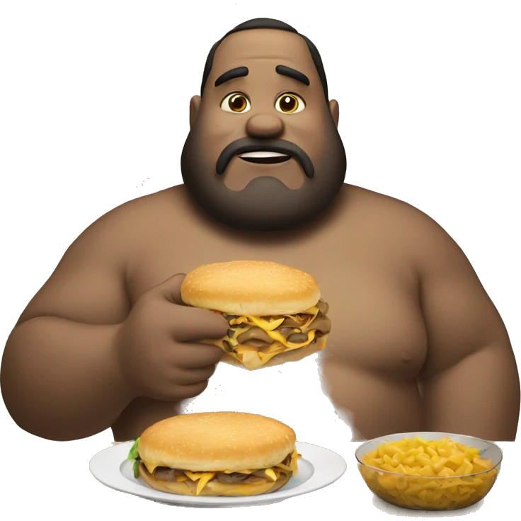 big fat guy eating emoji