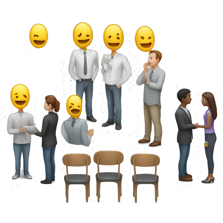 daily standup meeting light colored chairs emoji