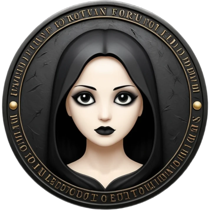 Emoji style, luxury gothic coin made of blackened metal, “FORTUNA” engraved in refined fashion typography, heavy form, subtle worn metal texture, avant-garde editorial aesthetic, no glow, no neon, flat emoji design, centered, transparent background emoji