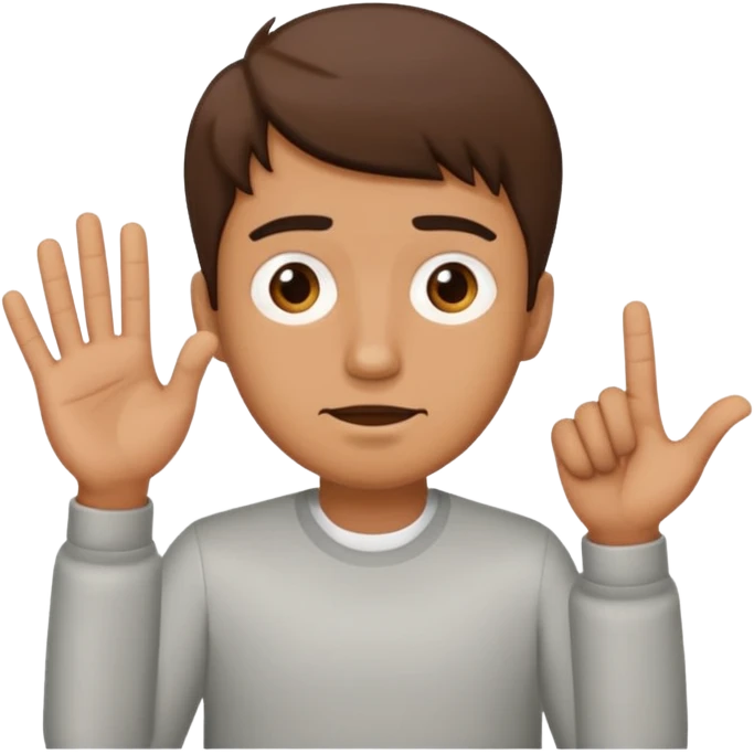 Confused guy with a 6 above his left hand and a 7 above his right hand emoji