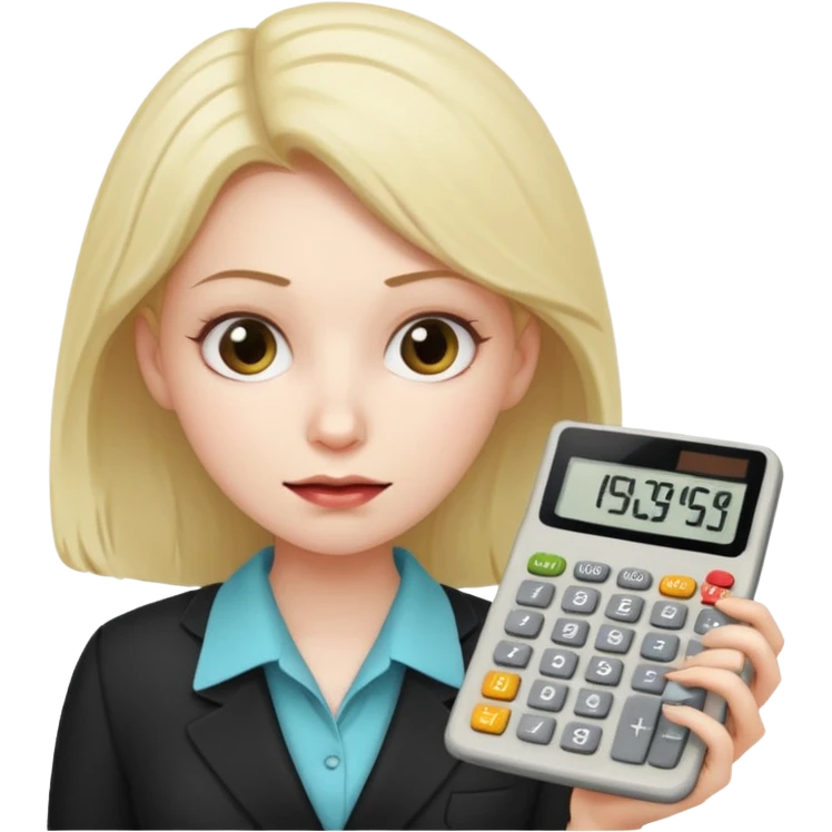 female accountant with calculator covered in diarea emoji