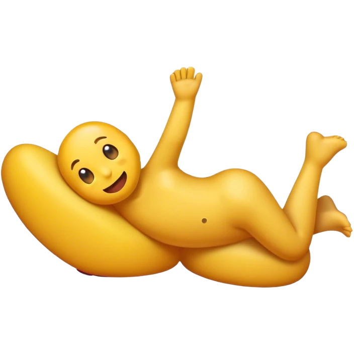 Un emoji tirado panza abajo con los pies en alto emoji