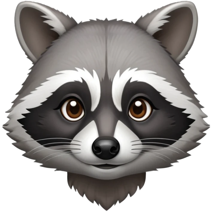 Cinematic-Noble-Raccoon-Portrait-Emoji – Poised and confident, with a sturdy build and a beautifully textured fur of silver-grey accented by dark black facial markings, deep-set, intelligent brown eyes, simplified yet sharp and sophisticated zoom out to show shoulders emoji
