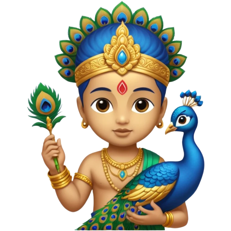Cute baby murugan with vel and peacock  emoji