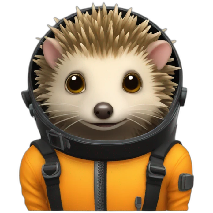 hedgehog in black rubber shiny diving suit emoji