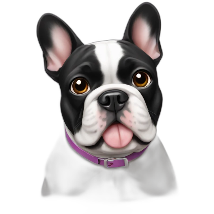 White FRENCH BULLDOg with nail painting emoji